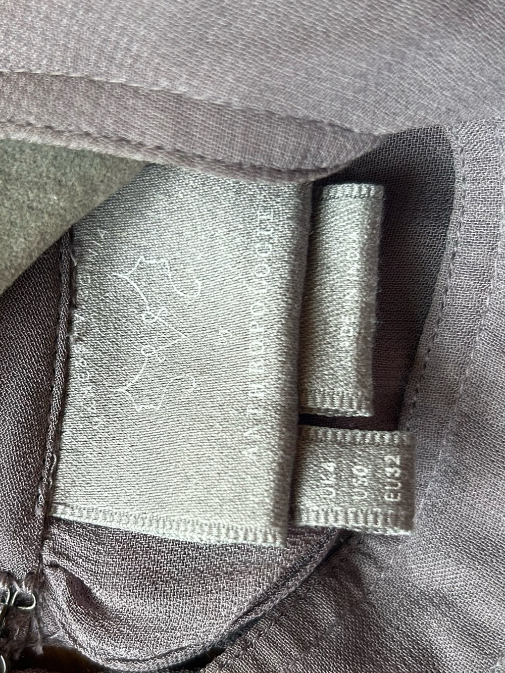 Anthropologie Embroidered Midi Dress Tie Waist Gray Lavender US 0 - Picture 9 of 10